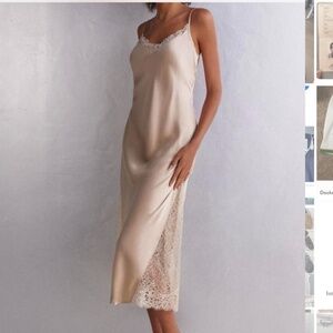 Intimissimi Cream Midi-Length Slip in Silk in Small